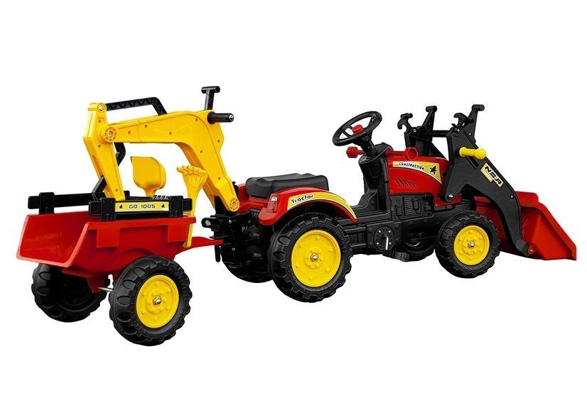 Tractor Benson rosu cu pedale, remorca si si cupa, Lean 5232