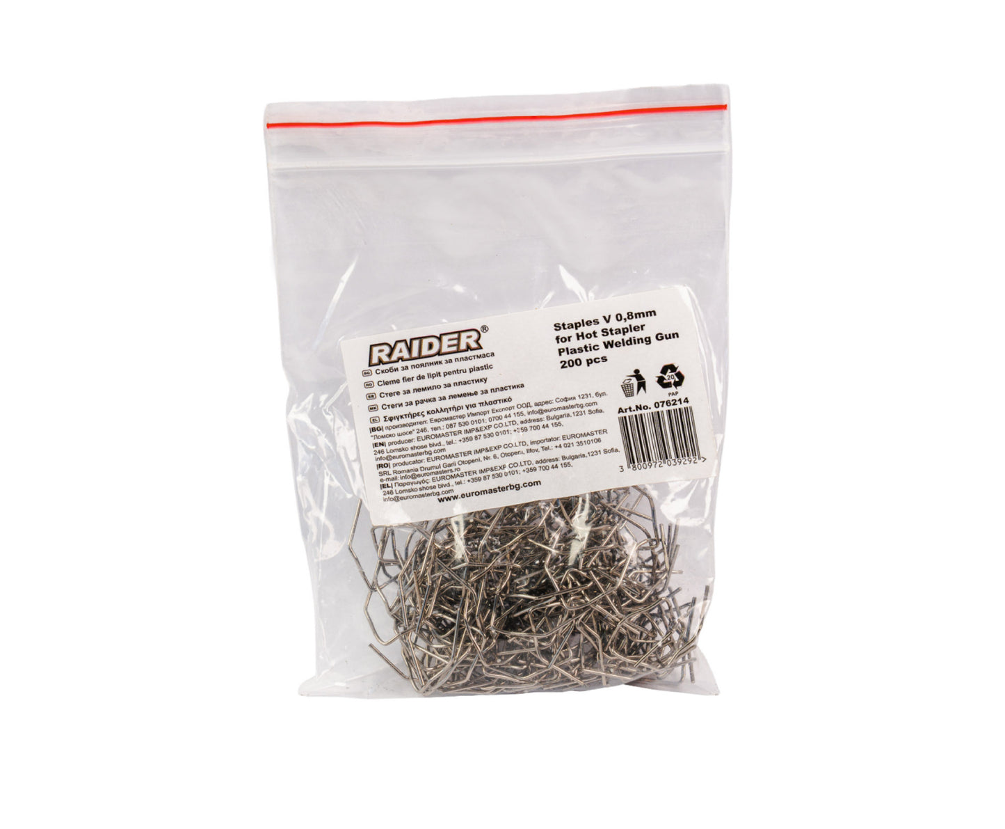 Set 200 capse V pentru aparat de lipit plastic , 0.8 mm, Raider 076214