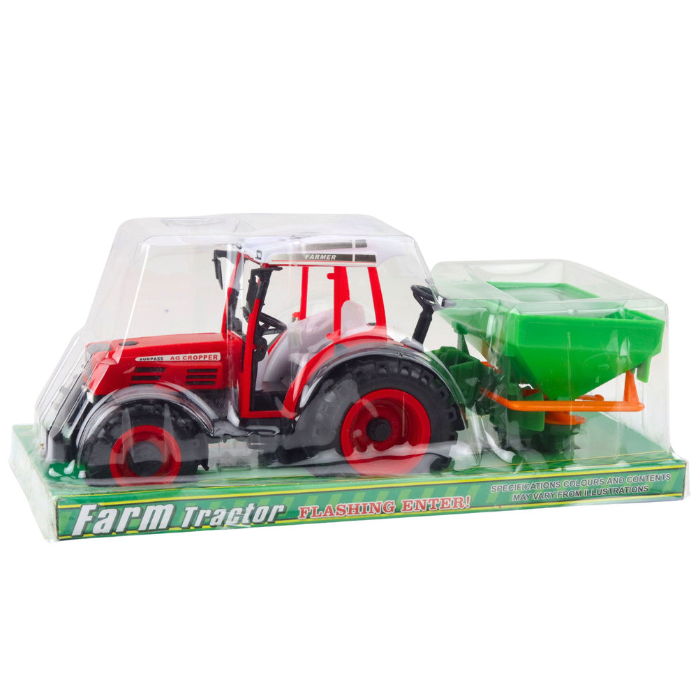 Tractor cu semanator, rosu / verde, 33.5 x 14.5 x 13 cm, Lean 24801
