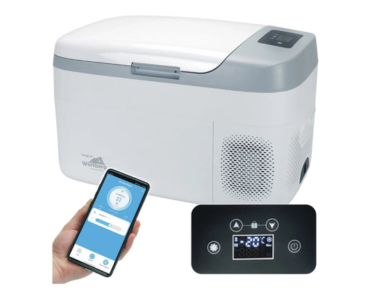 Frigider auto cu compresor 21 L Wertberg LT-2.25 BT, Bluetooth, Tuya Smart, 12V/24V/230V, Racire si Congelare -20°C, Harder HD1828