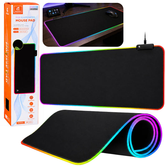 Mousepad cu iluminare LED, 80 x 30 cm, antiderapant, negru, Lean 20747