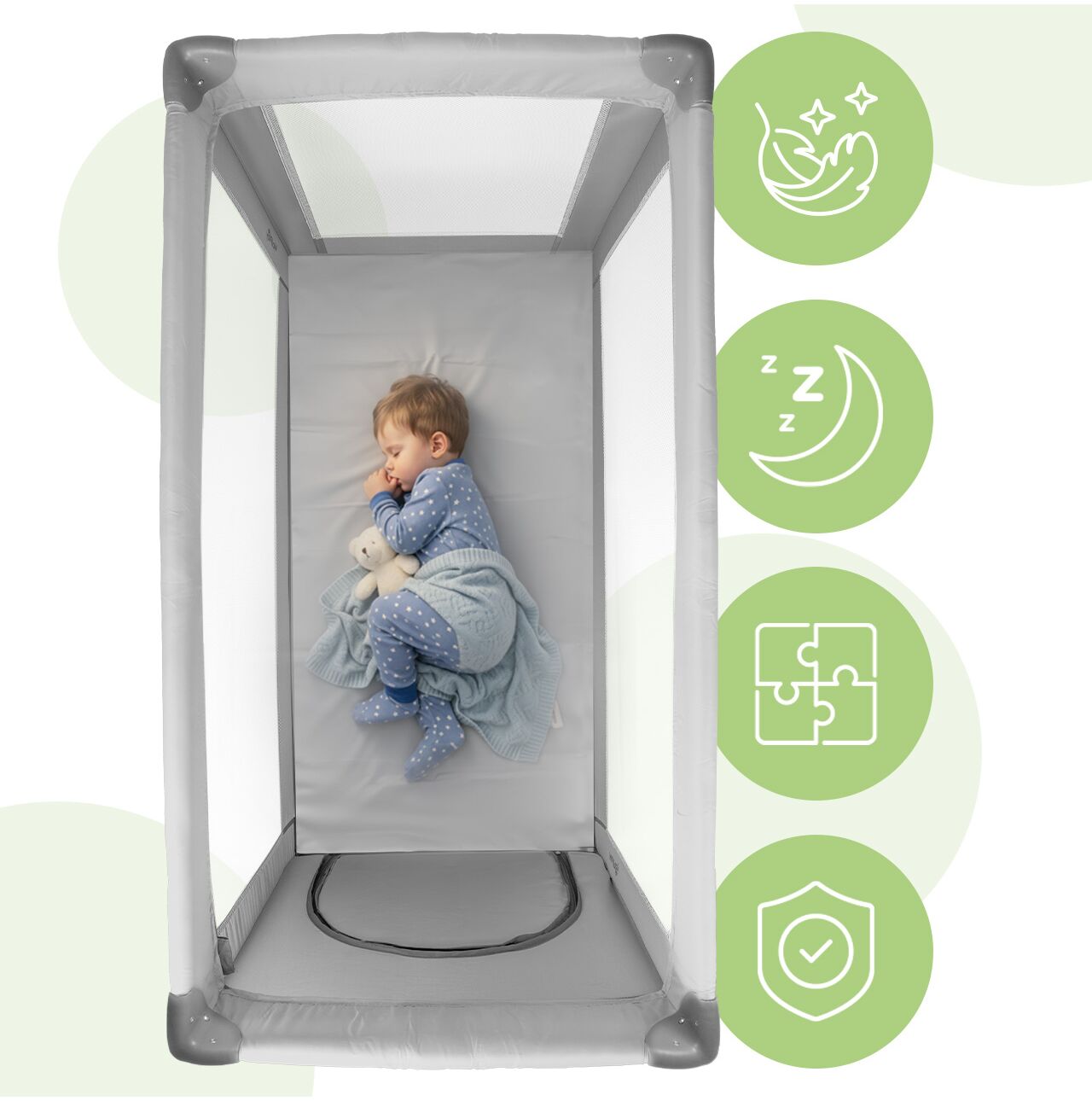 Patut pliabil pentru bebelusi, 125 x 65.5 x 76 cm, MalPlay 113164