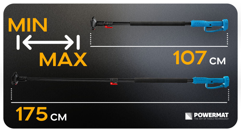 Brat telescopic pentru foarfeca de gradina cu acumulator, 107-166 cm, Powermat PM-SA-21V-WYS