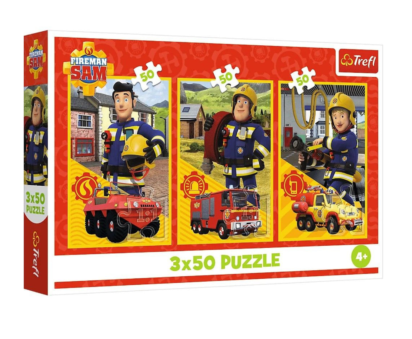 Puzzle Trefl set 3 x 50 elemente, Pompierul Sam, Lean 26370