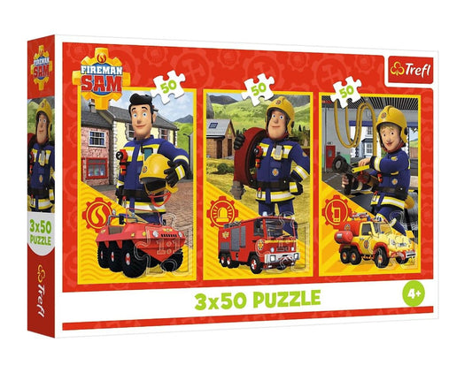 Puzzle Trefl set 3 x 50 elemente, Pompierul Sam, Lean 26370