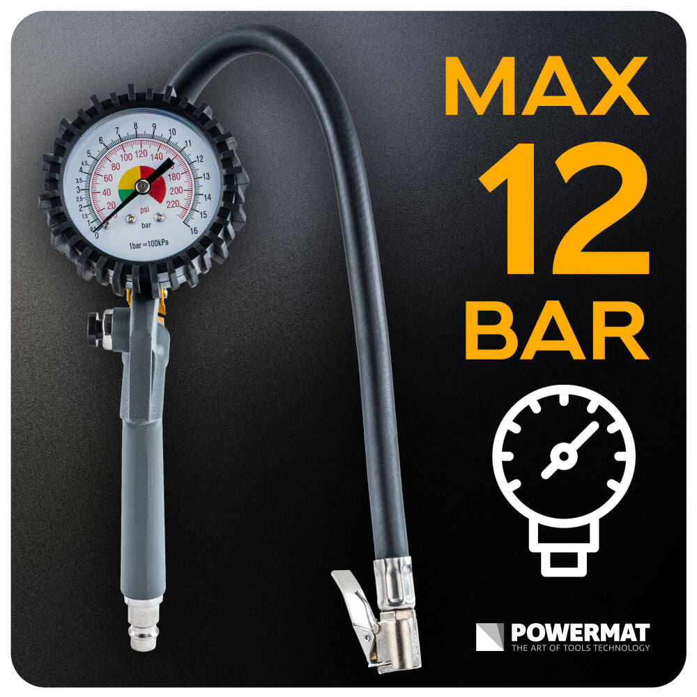 Manometru pentru pistol de umflare PM-PDPM-2T, 75 mm, Powermat PM1543