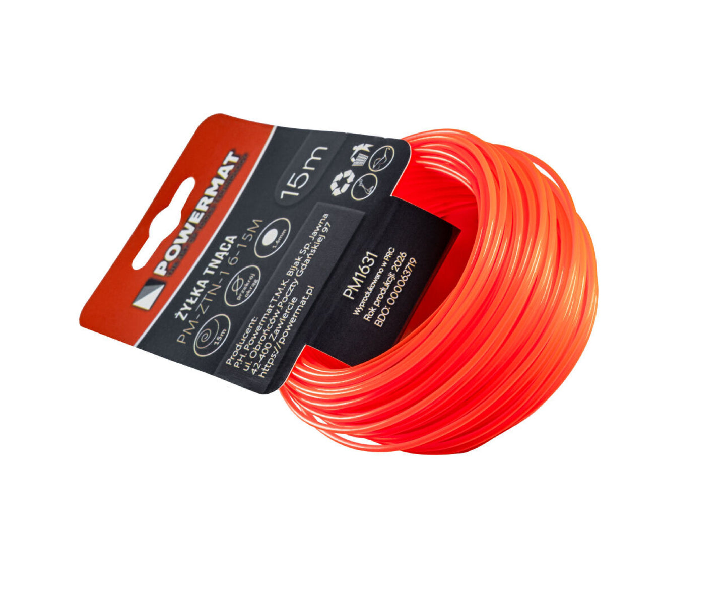 Fir rotund pentru motocoasa PM-ZTN-1.6-15M, 15 m, Powermat PM1631