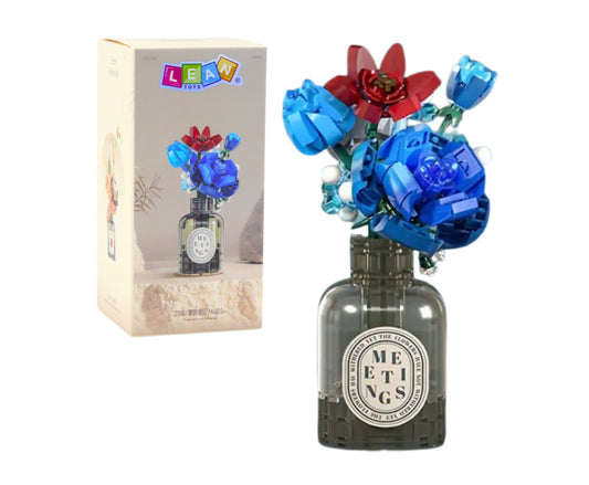 Set de constructie buchet de flori in vaza, 15 x 9 cm, 358 piese, Lean 26699