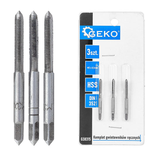 Set tarozi pentru filetare manuala, M3 x 0.5mm, 3 bucati, Geko G38315