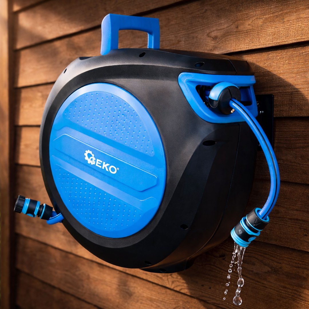 Furtun de gradina cu tambur automat Sky-Line, 1 / 2", 30 m, Geko G72981