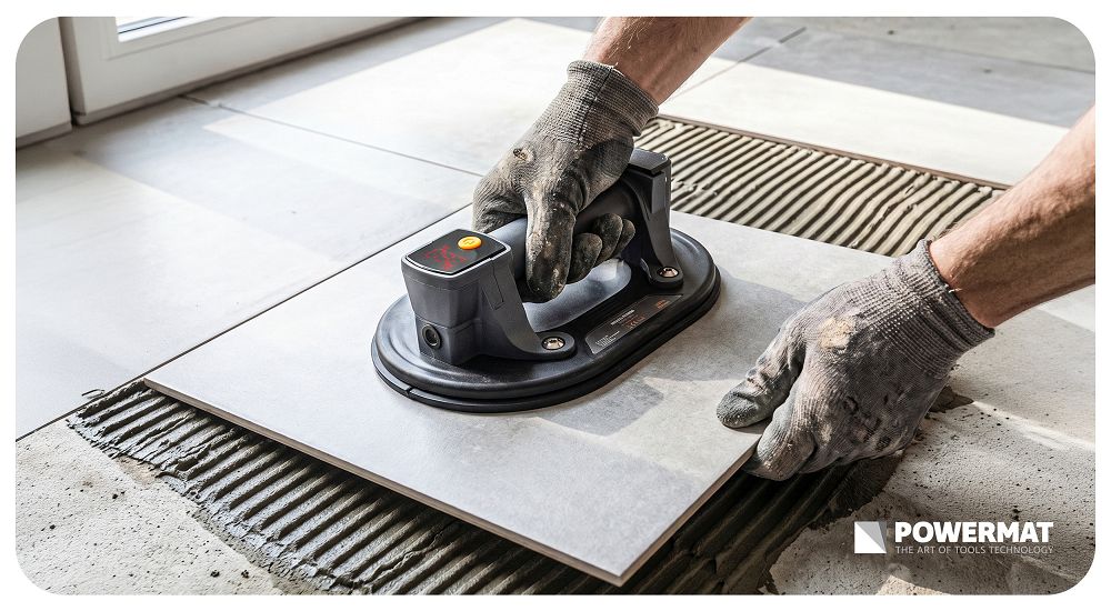 Ventuza cu baterie pentru gresie si sticla, capacitate maxima sigura 200 kg, Powermat PM1589