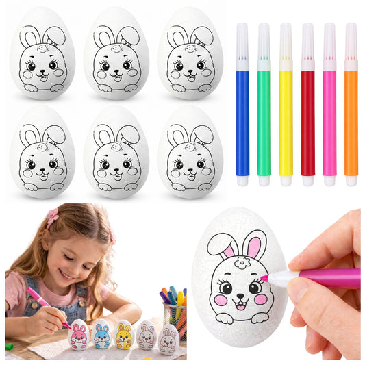 Set 6 oua polistiren pentru pictat cu markere colorate, 5.5 x 3.5 cm, Lean 21342