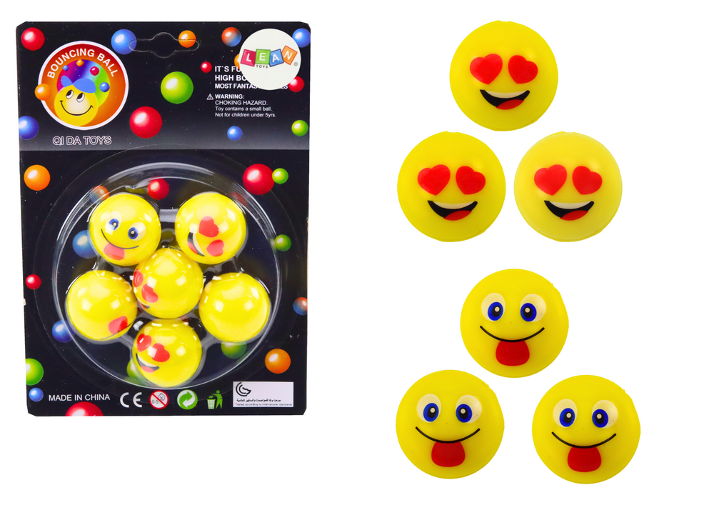 Set 6 bile de cauciuc emoji, 17.5 x 12.5 x 3 cm, Lean 20376