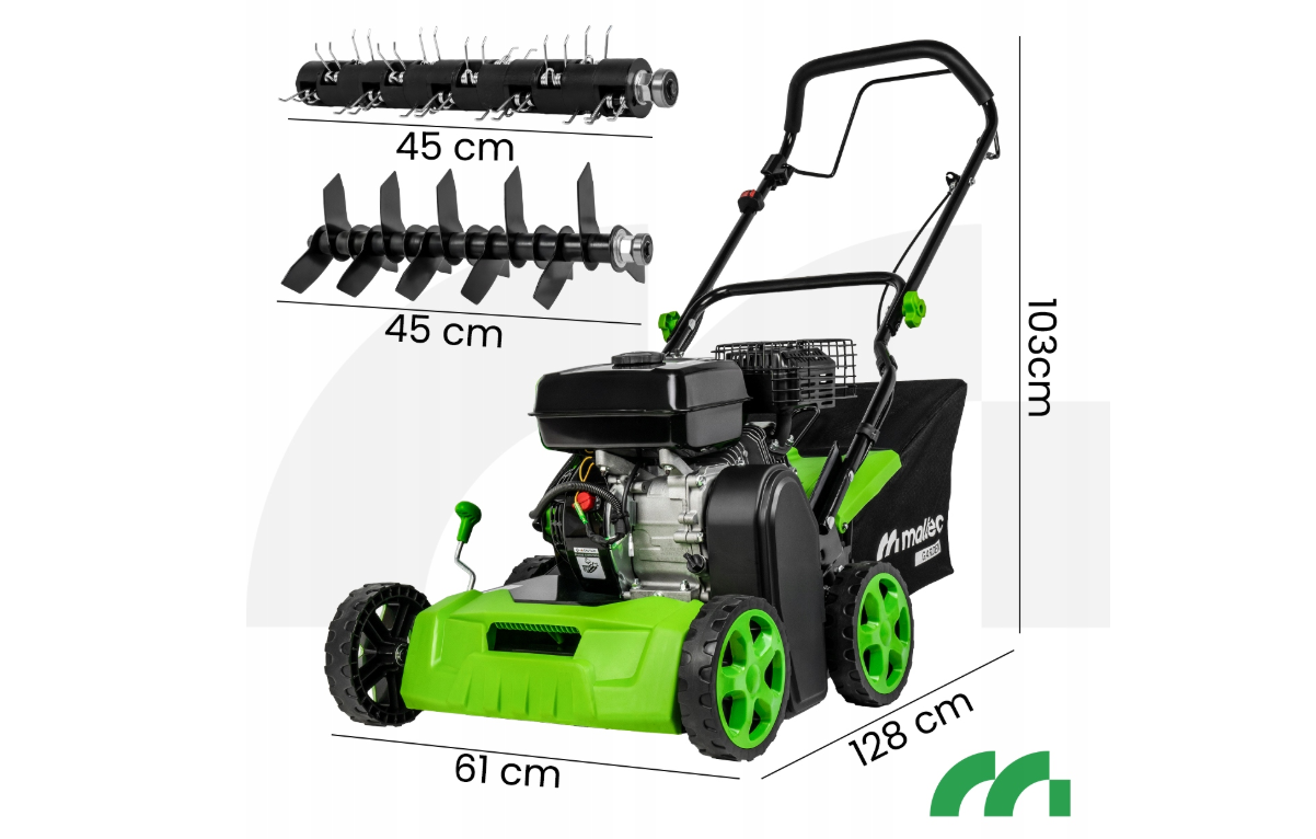 Aerator si scarificator 2 in 1 pe benzina, latime de lucru 40 cm, capacitate cos 50 l, MalTec 112339