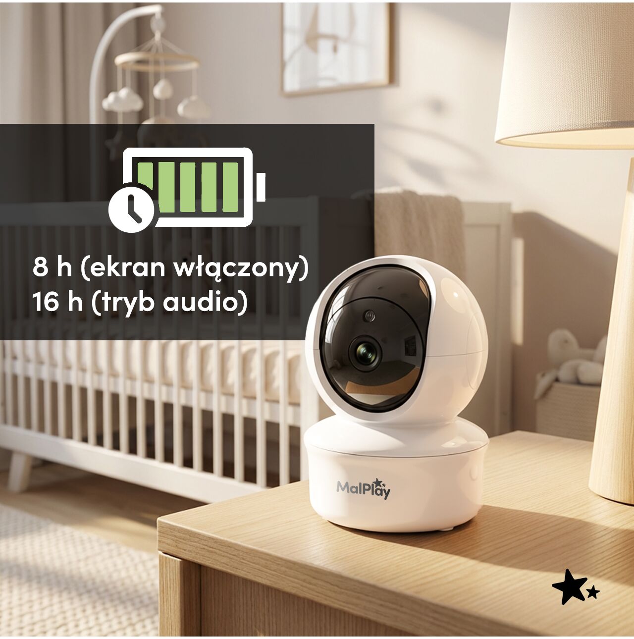 Camera rotativa pentru monitorizare bebelusi cu monitor VOX LCD 5”, MalPlay 113784