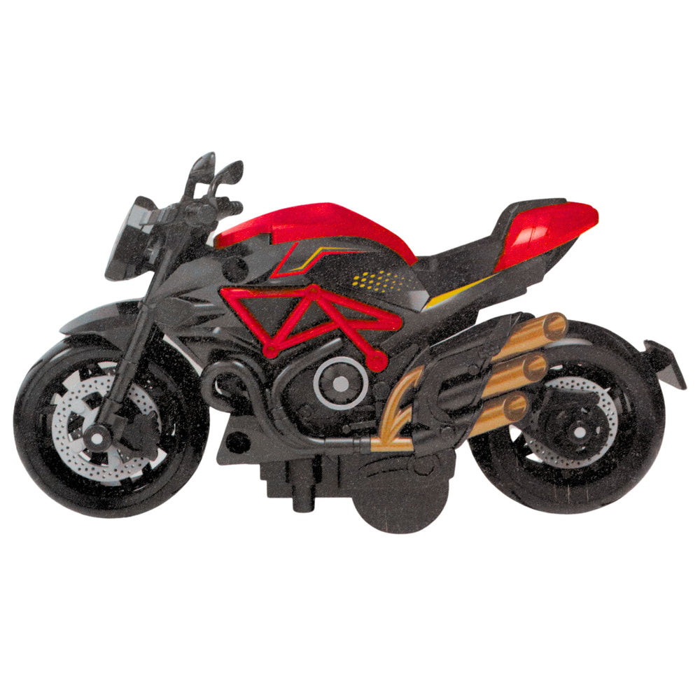 Motocicleta de jucarie model 1:14, negru / rosu, 24.5 x 18.5 x 5 cm, set pentru asamblat, Lean 23168