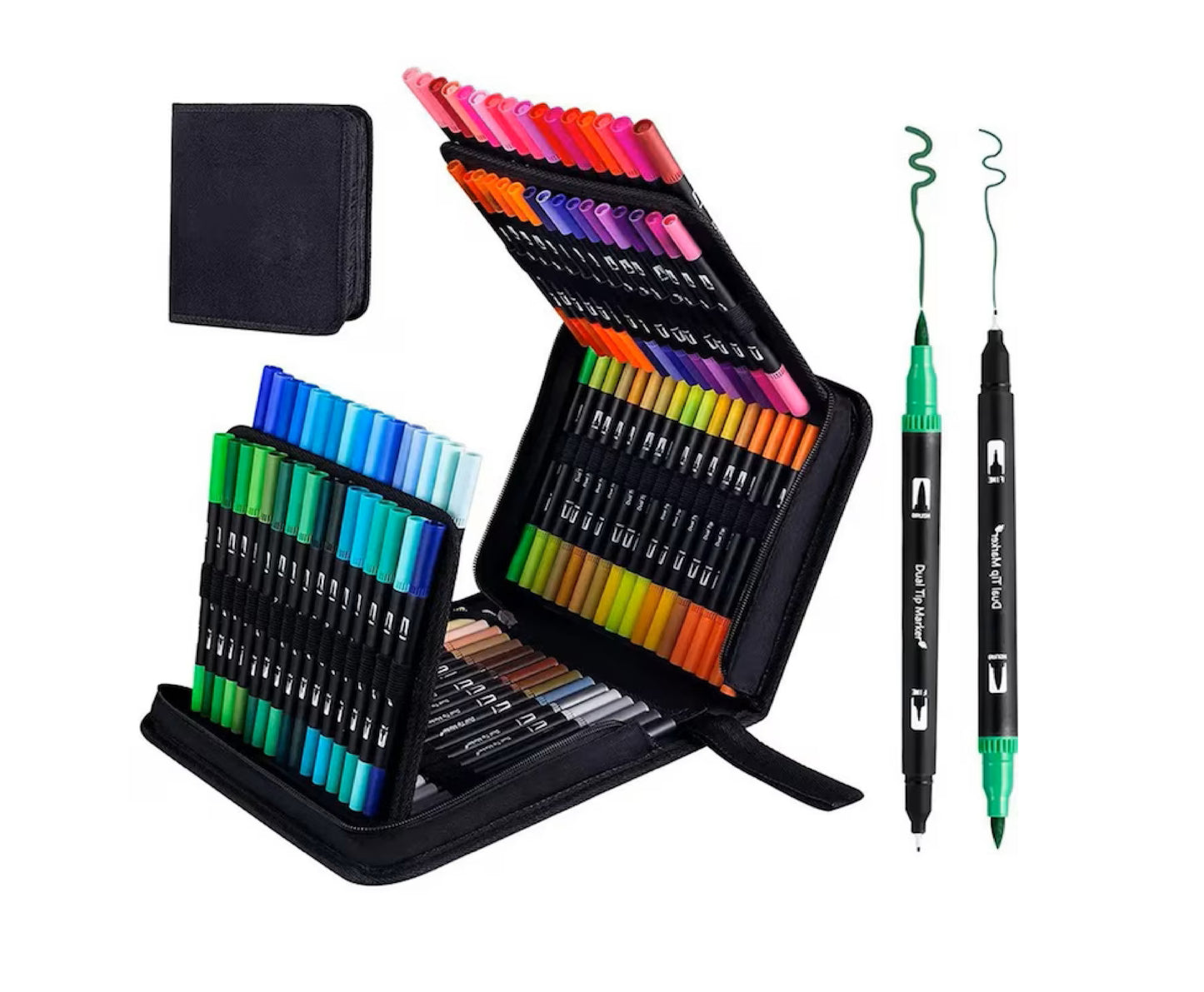 Set 120 de carioci colorate cu 2 capete, rezistente la apa, 27 x 20 x 5 cm, Lean 25213