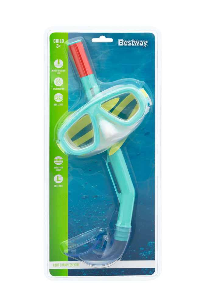 Masca pentru scufundari cu tub pentru respirat Bestway, albastru, Lean 11386