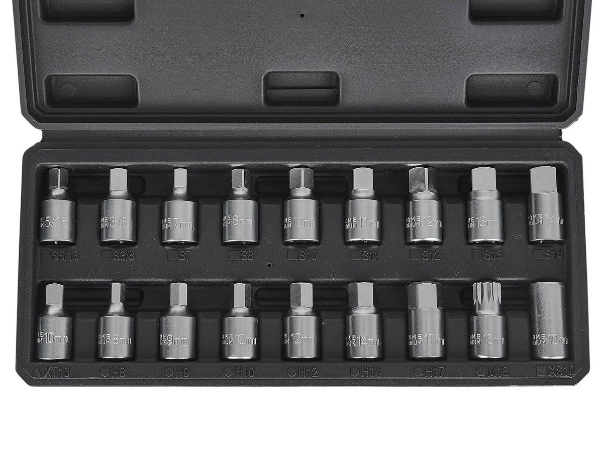 Set chei tubulare pentru buson baie de ulei, 3/8", 18 piese, Geko G02711A