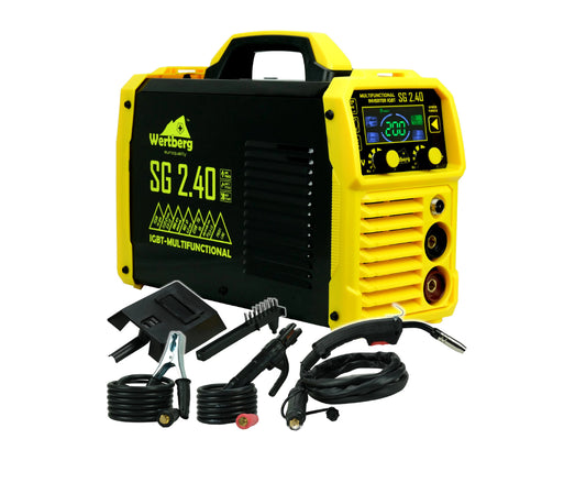 Aparat de sudura tip MIG FCAW / MMA / TIG Lift Wertberg SG 2.40 - 200A, Tehnologie IGBT, Afisaj LCD, Harder HD1484