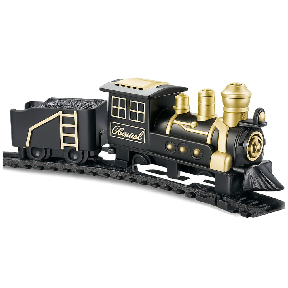 Trenulet de jucarie, locomotiva, vagon marfa, set cu sine, 53 x 48.5 cm, negru, Lean 28094