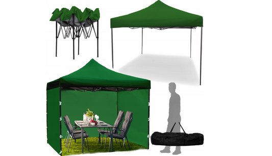 Cort pavilion cu 3 pereti, verde, 3 x 3 m, MalTec 112813