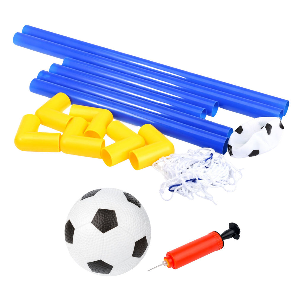 Set poarta de fotbal cu minge si pompa, 62 x 40 cm, albastru / galben, Lean 30510