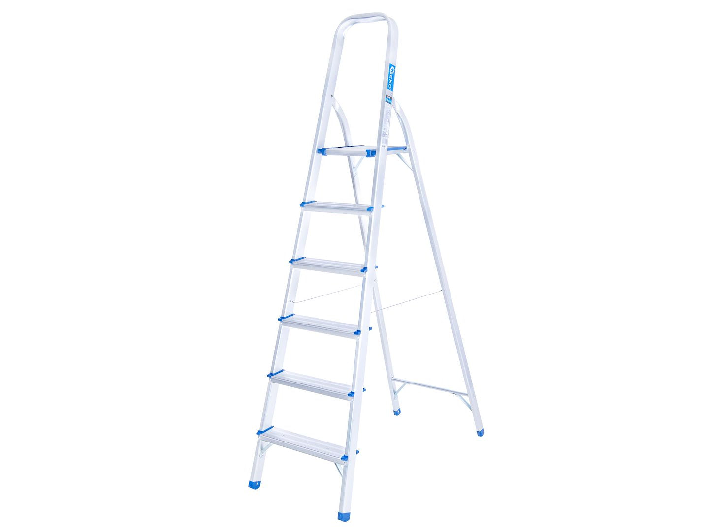 Scara pliabila din aluminiu cu 6 trepte, inaltime de lucru 3.19 m, capacitate maxima 150 kg, Geko G02418