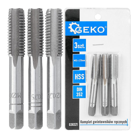 Set tarozi pentru filetare manuala, M12 x 1,75 mm, 3 bucati, Geko G38321