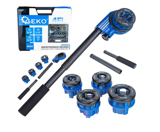 Set dispozitiv manual de infiletat tevi, 3/8"-1", 4 bucati, Geko G00998