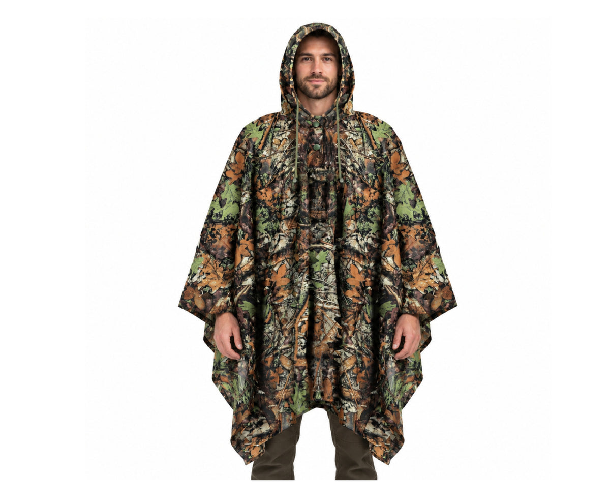 Poncho de camuflaj 3D cu gluga, 130 x 110 cm, Lean 31257