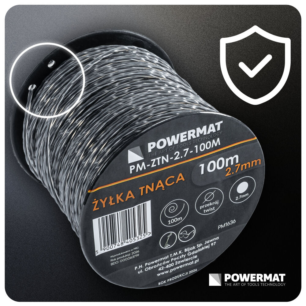 Fir patrat pentru motocoasa PM-ZTN-2.7-100M, 100 m, Powermat PM1636