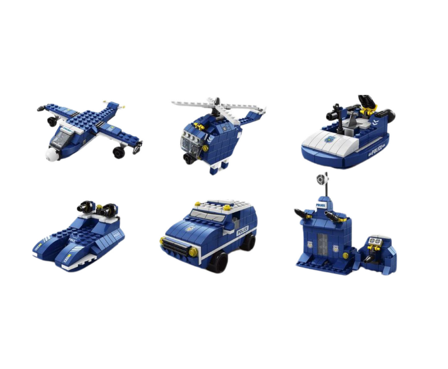 Set de constructie Elicopter de politie 6 in 1, 28 x 28 x 6 cm, 1000 piese, Lean 18322