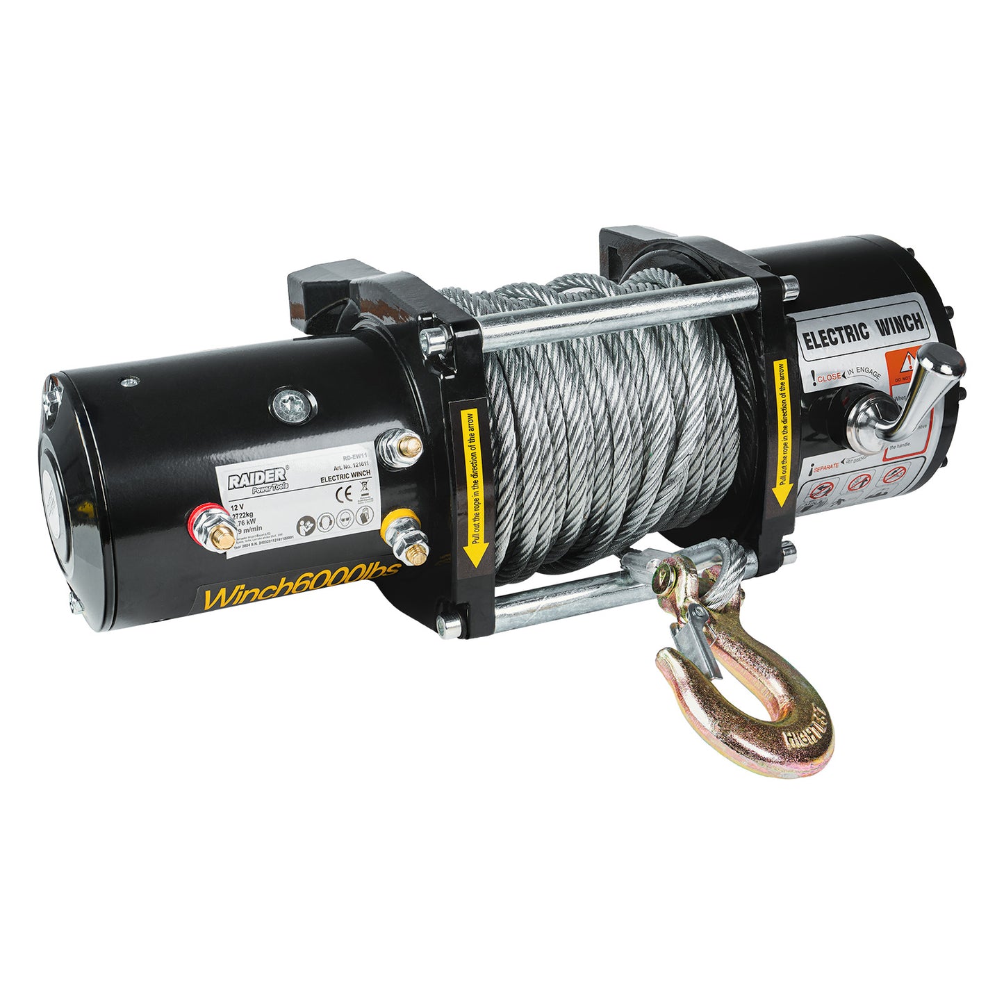 Troliu electric RD-EW11, 12 V, 2722 kg, 2.76 kW, 7.2 mm x 24 m, Raider 121611