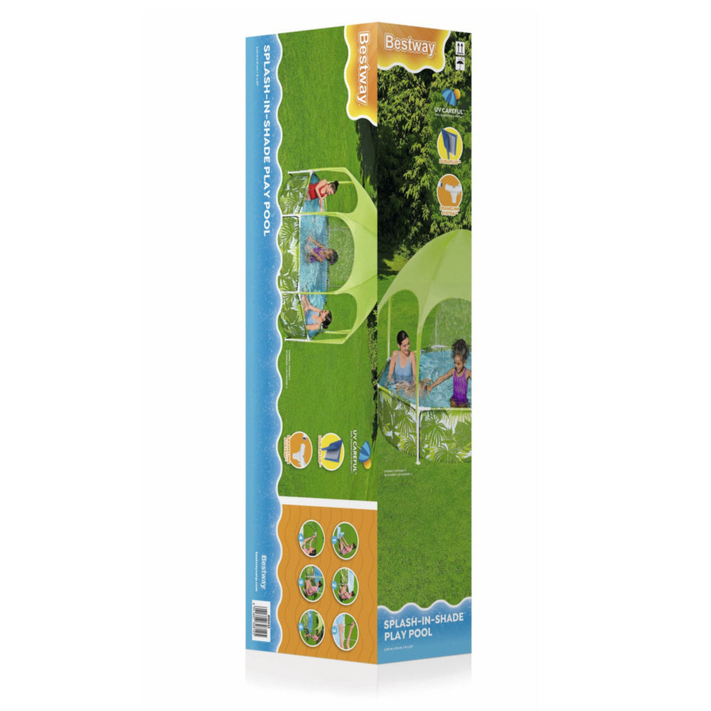 Piscina rotunda pentru copii cu parasolar, verde, 244 cm x 51 cm, Bestway 20078