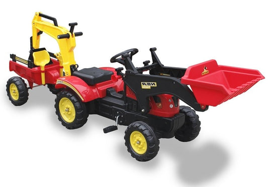 Tractor Benson rosu cu pedale, remorca si si cupa, Lean 5232