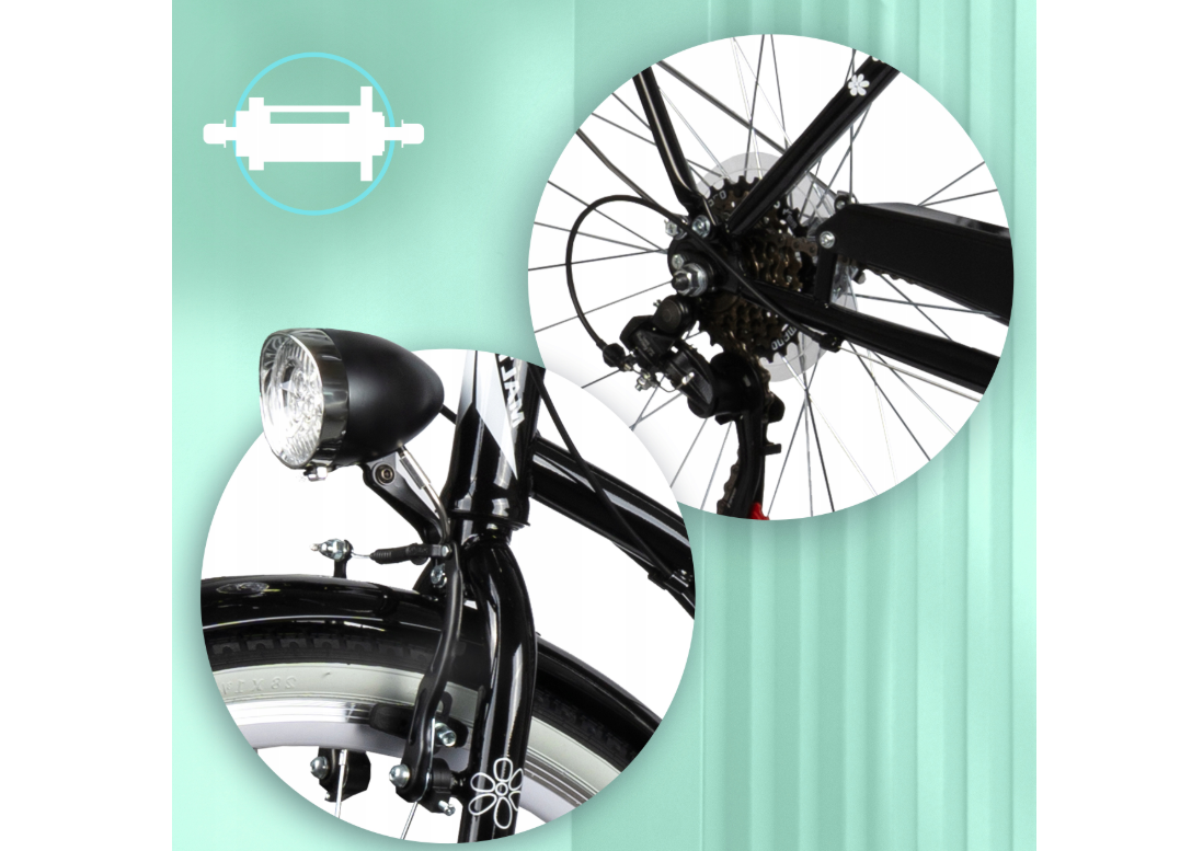 Bicicleta de oras cu cadru de otel 18", diametru roti 28", negru, capacitate maxima 120 kg, MalTrack 110966