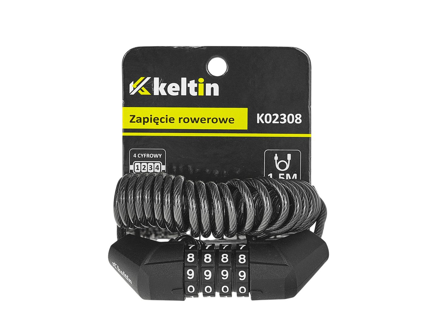 Lacat pentru bicicleta cu 4 cifre, 1.5 m, Keltin K02308