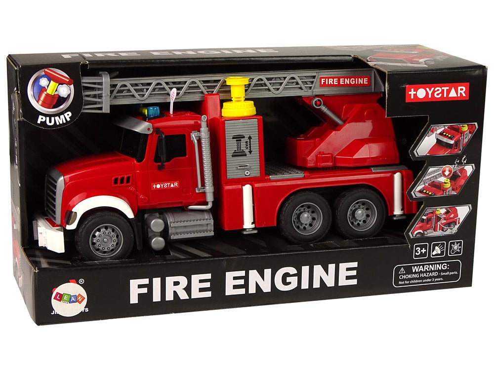 Camion pompieri de jucarie cu efecte sonore si luminoase, rosu, Lean 9528