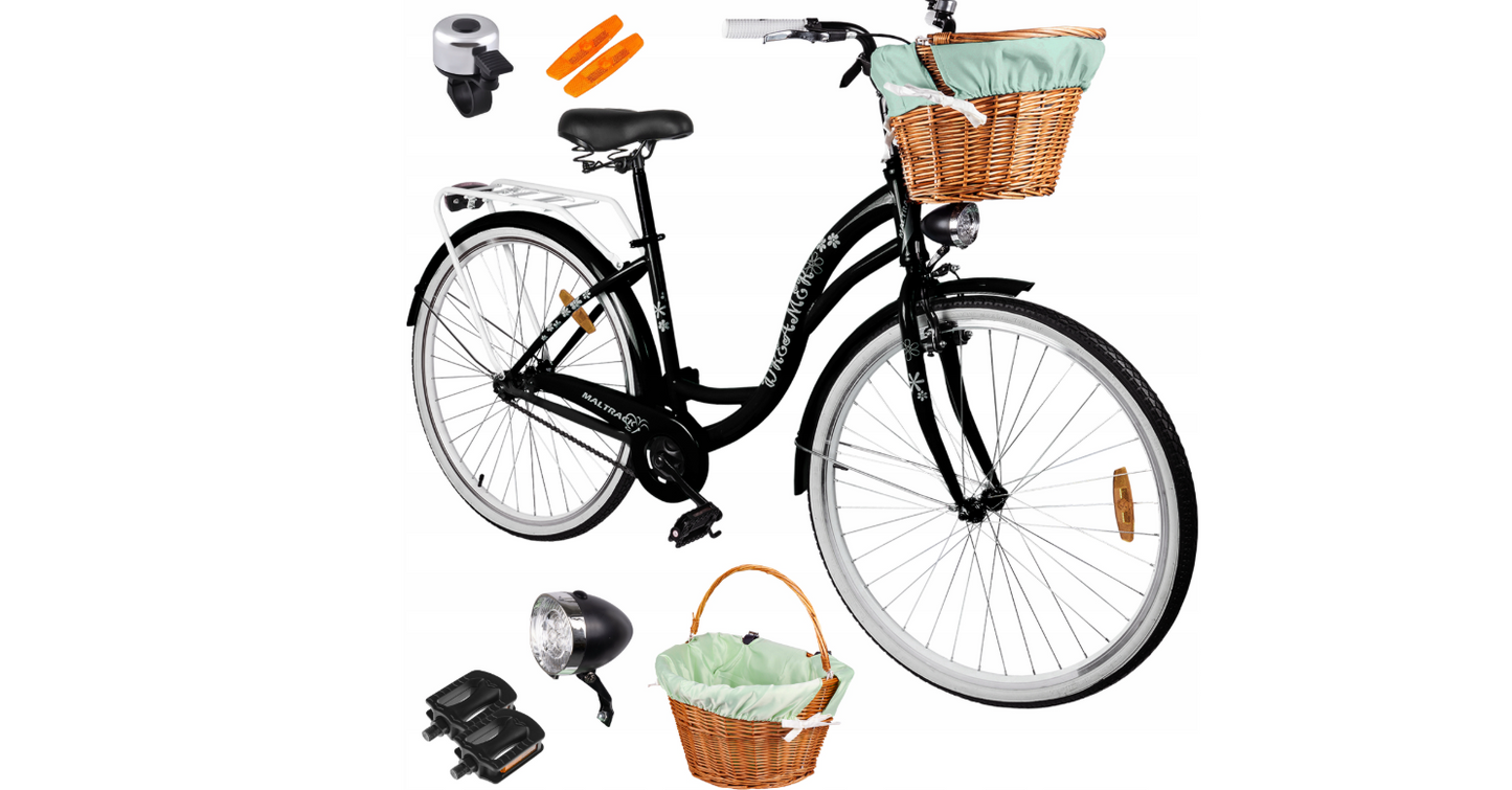 Bicicleta de oras cu cadru de otel 18", diametru roti 28", negru, capacitate maxima 120 kg, MalTrack 110966