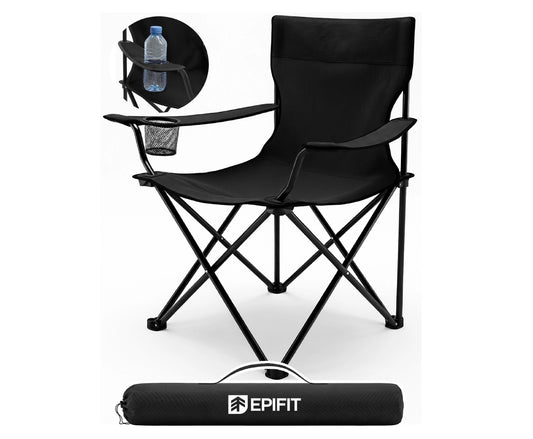 Scaun pliabil pentru camping  EpiFit GO100, negru, capacitate maxima 120 kg, MalTec 114248