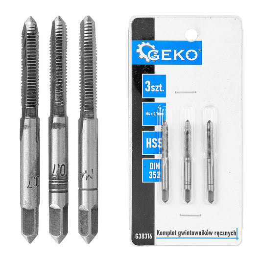 Set tarozi pentru filetare manuala, M4 x 0.7mm, 3 bucati, Geko G38316