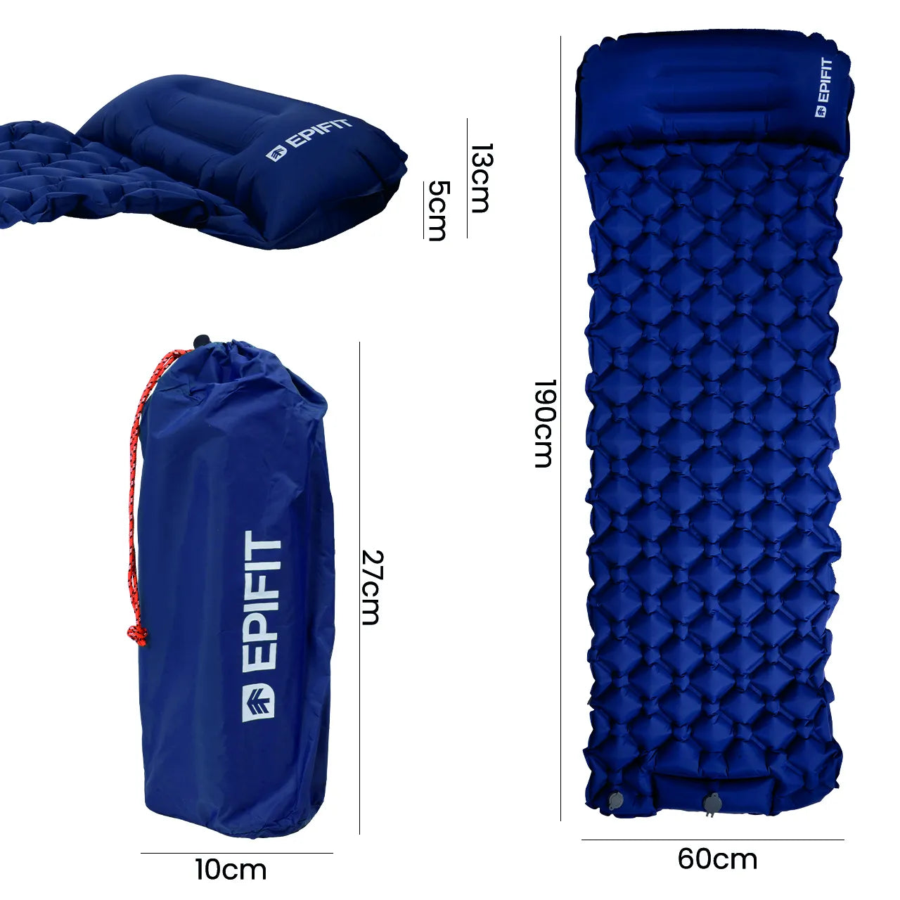 Saltea autogonflabila pentru camping, albastru, 190 x 60 x 5 cm, capacitate maxima 150 kg, MalTec 112758