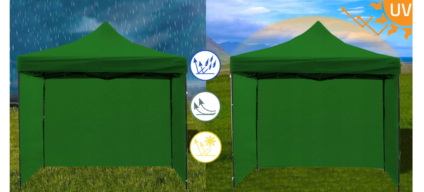 Cort pavilion cu 3 pereti, verde, 3 x 3 m, MalTec 112813
