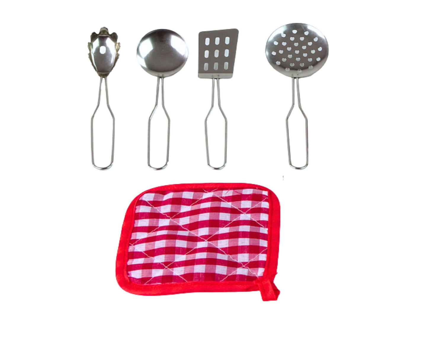 Set de bucatarie pentru copii, accesorii metalice, argintiu, 38 x 22 x 12 cm, Lean 15621