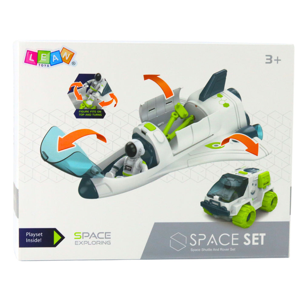 Set jucarie interactiva nava spatiala cu astronauti si vehicul, efecte luminoase si sonore, 26 x 20.,5 x 10 cm, Lean 27537