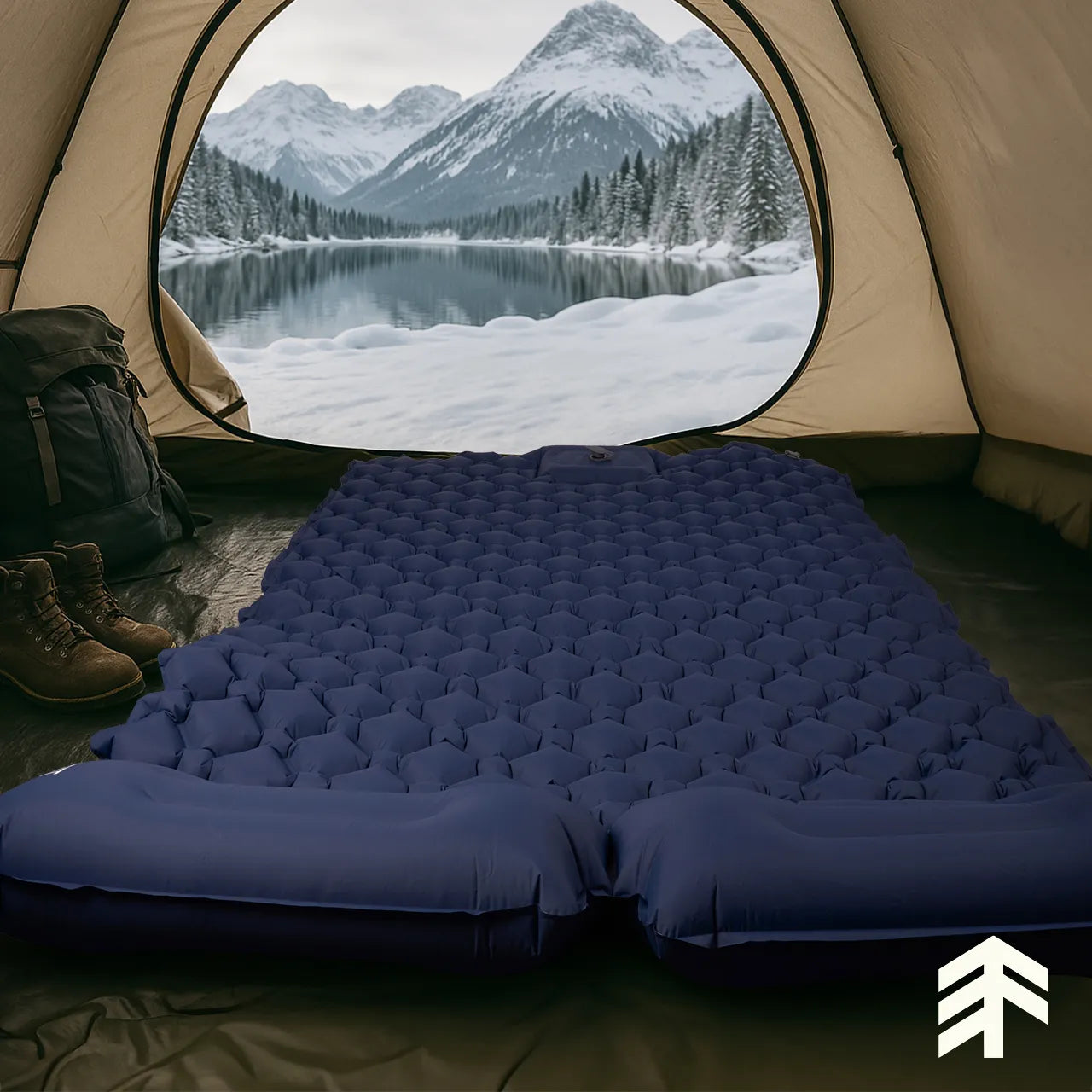 Saltea autogonflabila pentru camping, 195 x 120 x 5 cm, verde, MalTec 112761