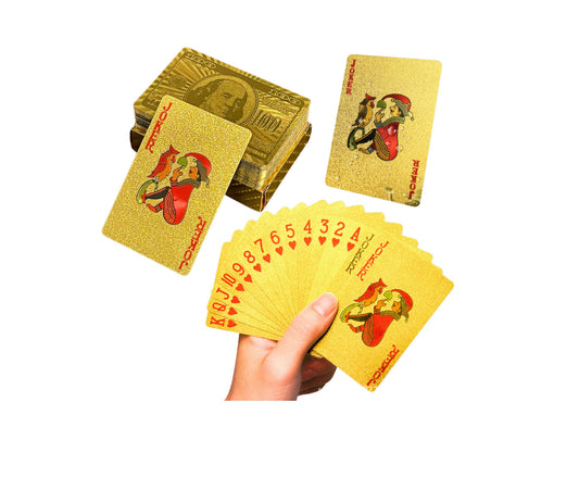 Carti de joc din plastic, 54 carti, auriu, Lean 21001