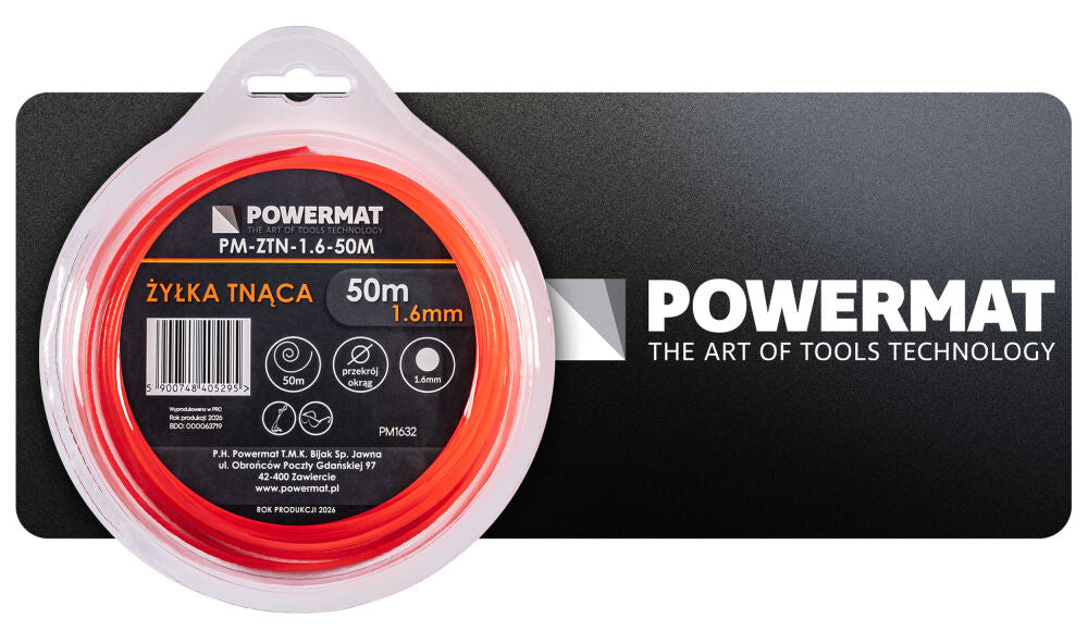 Fir rotund pentru motocoasa PM-ZTN-1.6-50M, 50 m, Powermat PM1632