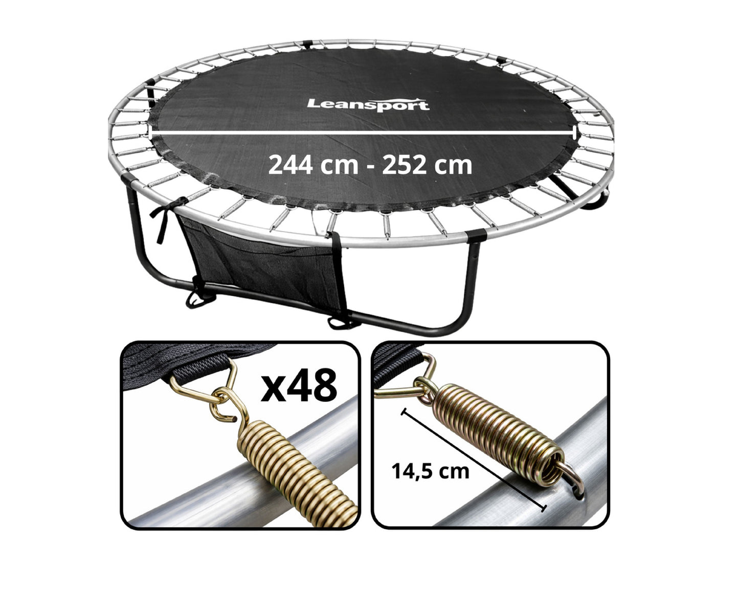 Covoras pentru trambulina, 244 cm, negru, Lean 8371